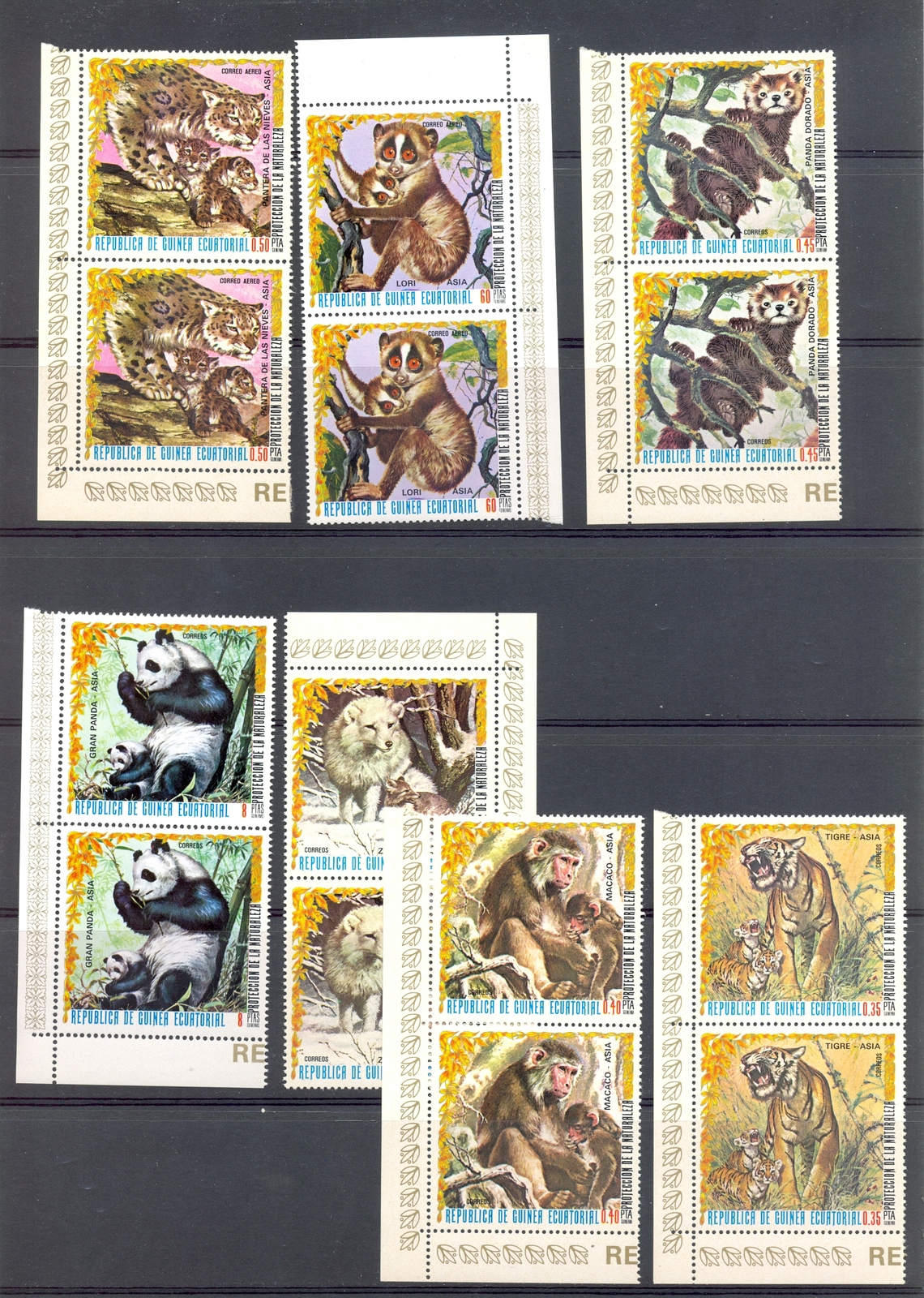 GUINEA ECUATORIAL 7 x PAIRS - WILD ANIMALS - ** MNH VF @2 | eBay