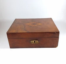 Antique Wooden Inlay Box, Jewelery, Sewing, Trinket Box