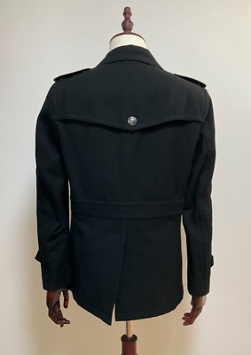 ジャケット・アウター BURBERRY napoleon coat archive Burberry Black Label Men's Napoleon Coat Black Wool Silver Button