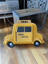 Vintage Yellow Cab Co 3D Plastic Taxi Cab Car Shaped Casino Phone Call Box Cover
