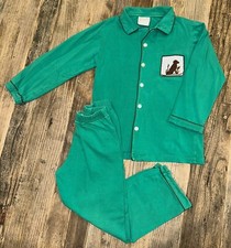 Southern Sass Smocks Boys Long Sleeve Button-Up Green Pajama Set Size 4