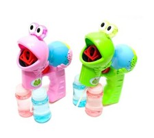 Light up frog bubble gun with ribbit sound - Two bottles of bubble solution