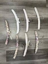 LOT of 7 Satin Covered Padded Coat Hangers pastels  prints