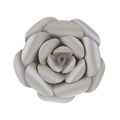 Mega Crafts - 12'' Handmade Paper Pedal Flower - Silver, 1PC