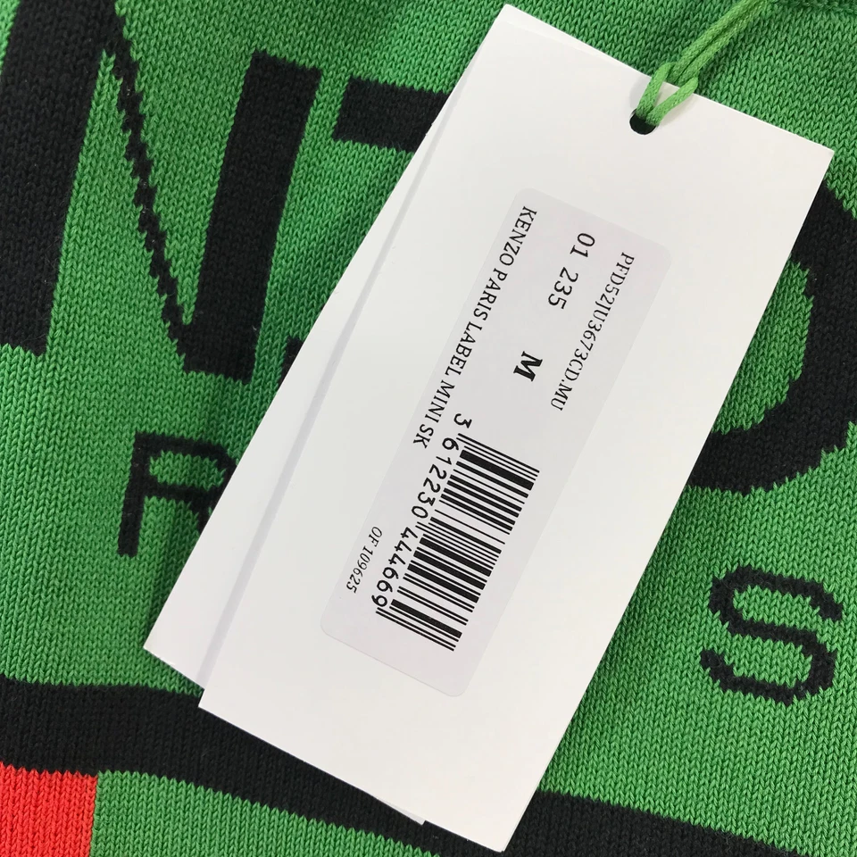 Falda Kenzo Mujer Mediana Tejida Mini Falda Etiqueta Verde Estampado Algodón Foto 3 de 4