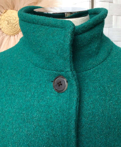 Lands' End Drake Boucle Yarn Wool Green Lined Button Down Blazer Jacket Size 8P - Picture 7 of 16