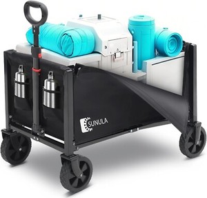 3 in 1 Collapsible Wagon Grocery Cart 330LB Foldable Beach Fold Wagon with Wheel