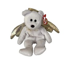 Ty Beanie Baby - Halo II - the Bear with Gold Wings  Brown Nose retired 2000