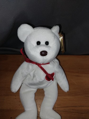 TY Beanie Baby Valentino orsacchiotto bianco naso marrone 1993 - Foto 2 di 6