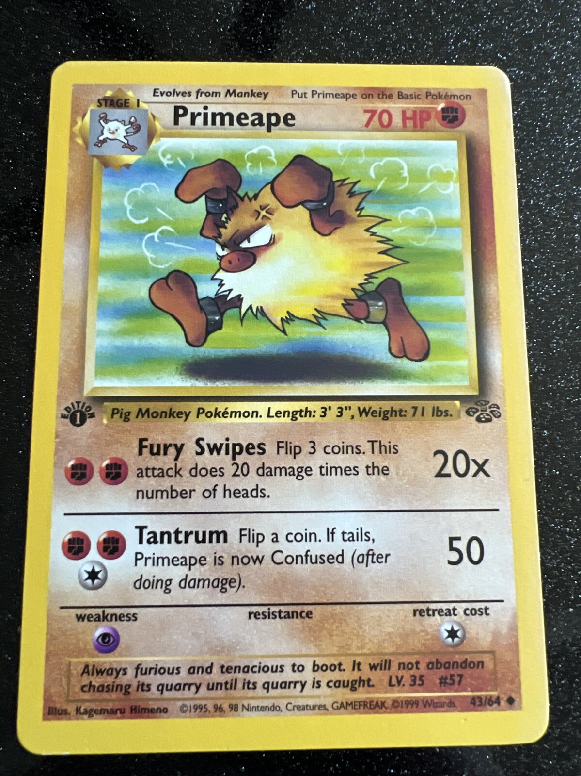 Pokemon Cards: Jungle 1st Edition Uncommon: Primeape 43/64