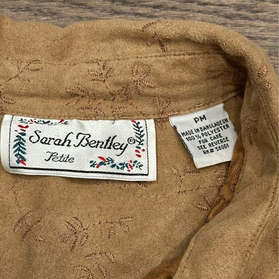 SARAH BENTLEY Mujer Manga 3/4 Abotonada Bordada Western Boho Mediana Pequeña Foto 4 de 4