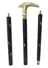 Vintage Antique Solid Brass Fish Handle Wooden Walking Stick Cane Handmade style