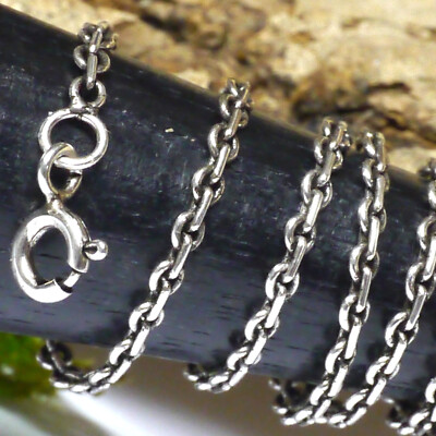 feine 925 Silberkette Gliederkette L: 40-60 cm  flach Band  2x1,2mm schmale ÖSE