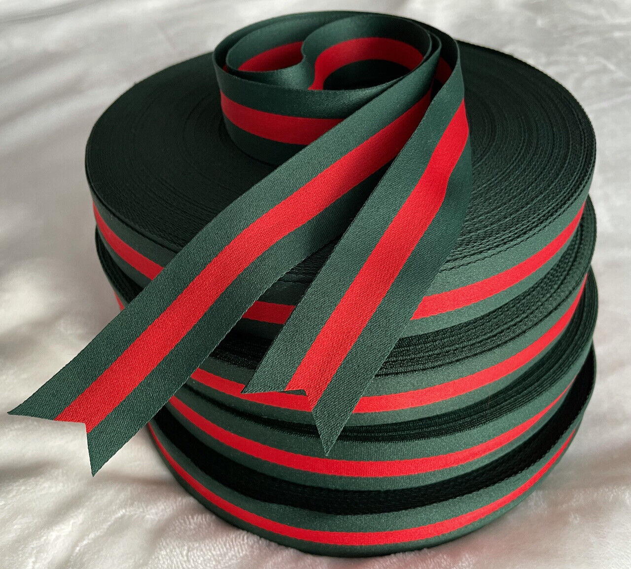 2 Yards 1.5 Inch Gucci-Style Twill Ribbon Red/Green