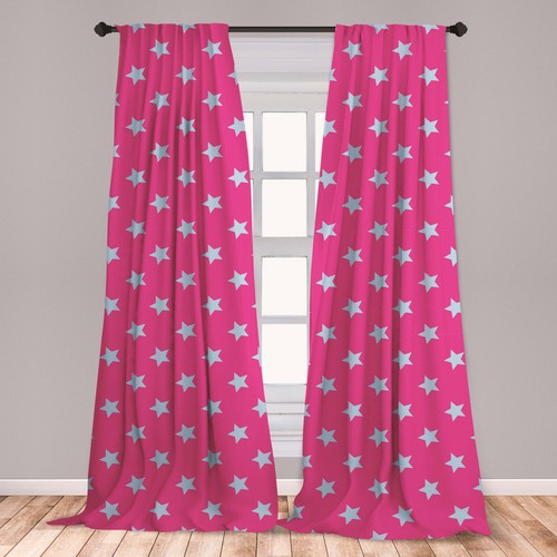 Blue and Pink Microfiber Curtains 2 Panel Set Living Room Bedroom in 3 Sizes - Afbeelding 1 van 56