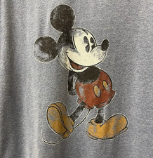 Vintage Disney Parks Classic Distressed Mickey Men's Small Blue Ringer T-Shirt