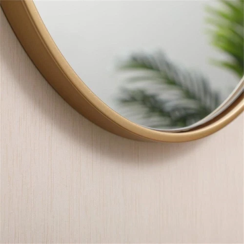 Elegant Decor Eternity 18" Round Mid Century Metal Frame Hooked Mirror in Brass - Picture 6 of 6