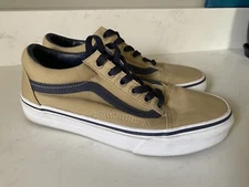 VANS Old Skool Sk8 Low Top Sneakers Skateboard Shoes Khaki Navy Unisex M 5 W 6.5