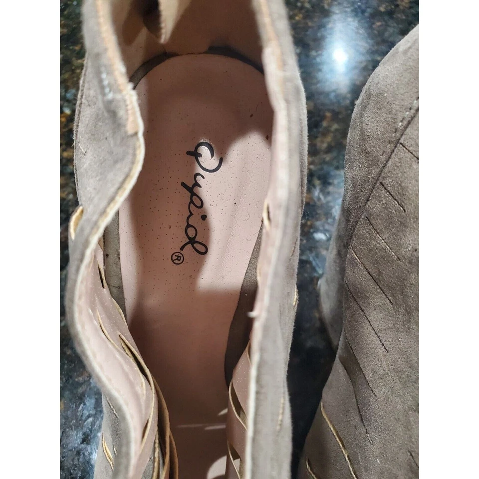 Botas al tobillo Qupid para mujer de cuero tostado liso con cremallera enjauladas talla 8 Foto 3 de 4