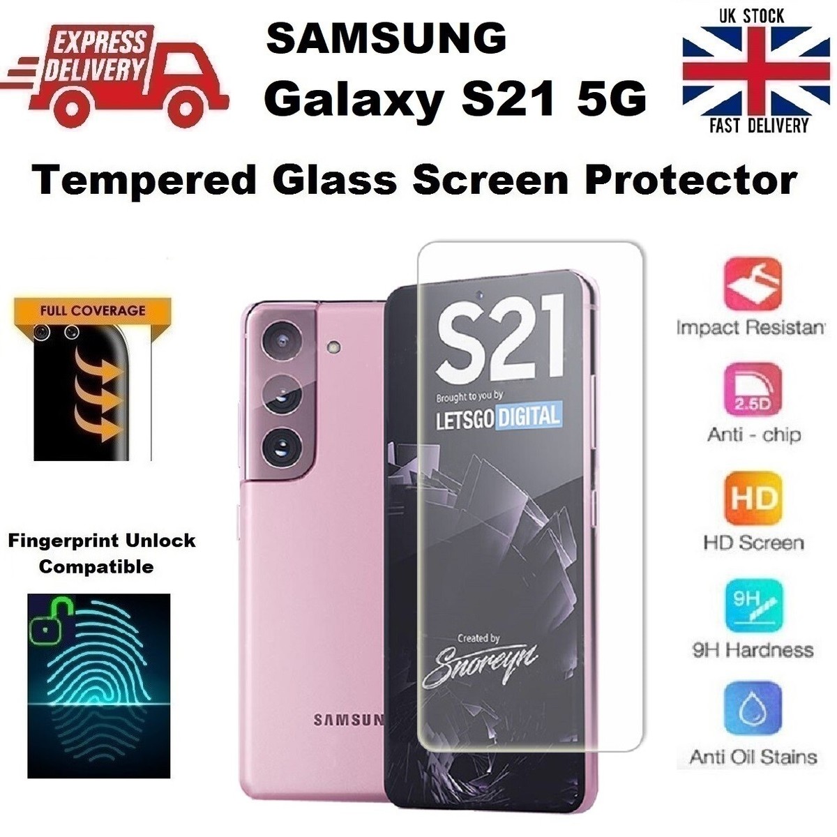 Full Screen Fingerprint Compatible Glass Screen Protector for