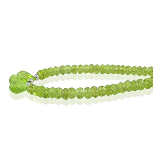 Genuine Peridot Faceted Rondelle Teardrop Gemstone 18" Adjustable Girls Necklace - Picture 4 of 6