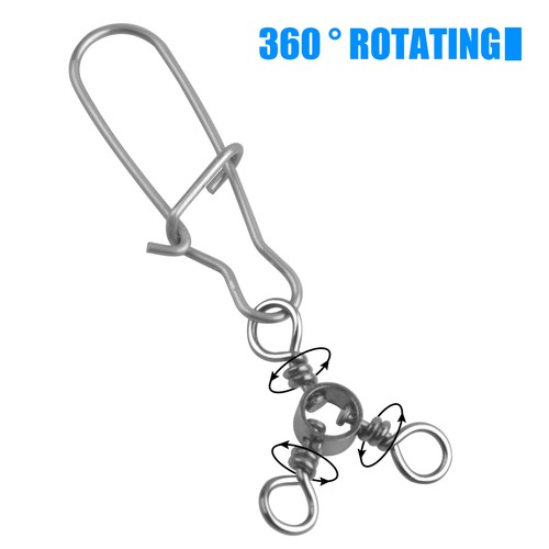 50PACK Three Way Swivel + Duo Lock Snap Stainless Steel Tackle for Catfish Rig - Picture 4 of 29