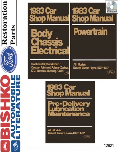 1983 Ford Mustang, Thunderbird, Cougar Shop Service Repair Manual CD