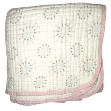 Aden Baby Thick Medallion Blanket White Pink Gray Anais Girl 40x40 Pinwheel