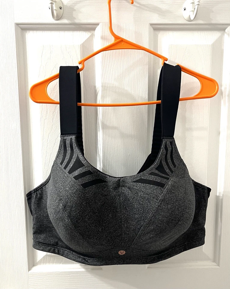 Sujetador deportivo Lane Bryant Livi Max Support talla 46DDD gris negro forrado con aros Foto 3 de 4
