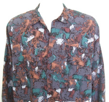 Triumph of California Mens Vintage Shirt Large Tropical Leaf Pattern Long Sleeve