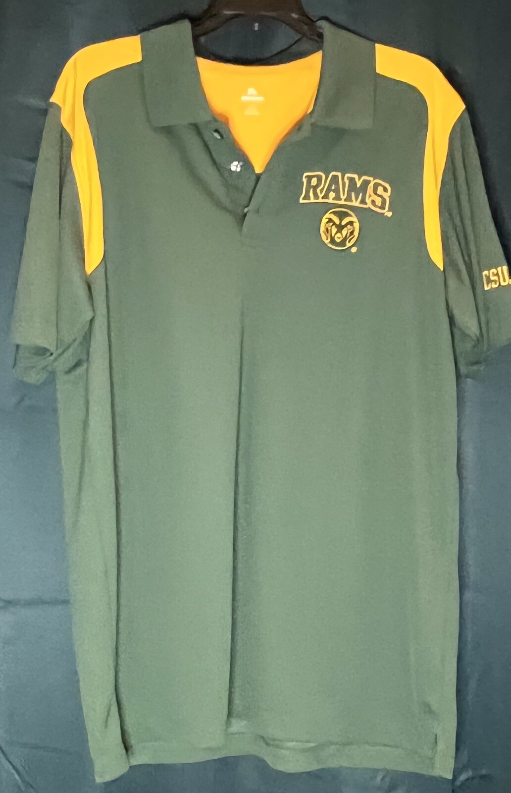 Knights Apparel Polo Shirt Men's CSU RAMS Green Yellow Size Large eBay