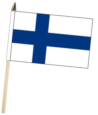 Finland Large Hand Flag With Wooden Pole (18'' x 12'')