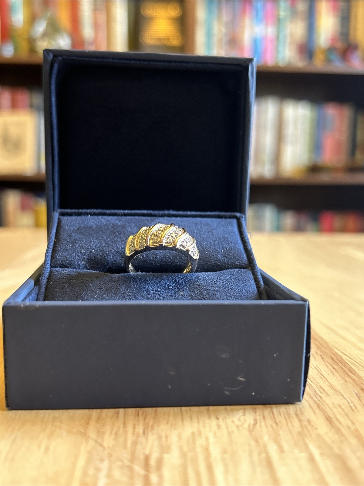 .925 Solid Silver Two-tone Gold/Silver Ring Size … - image 2