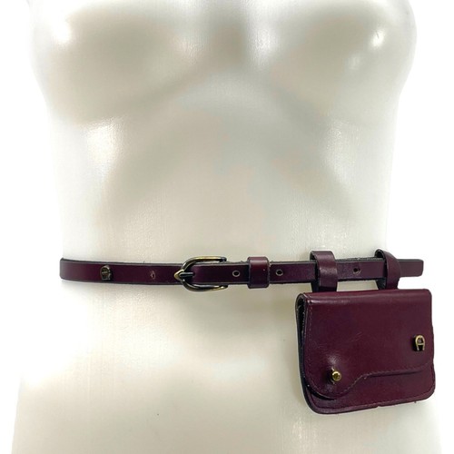 Vintage 70er ETIENNE AIGER Leder Messing Nieten Gürtel Kartenetui Gürteltasche OXBLOOD - Bild 11 von 22