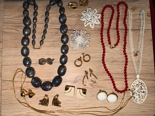 Vintage 14 Piece Costume Jewelry - Necklace, Brooch, Earring Lot All MONET