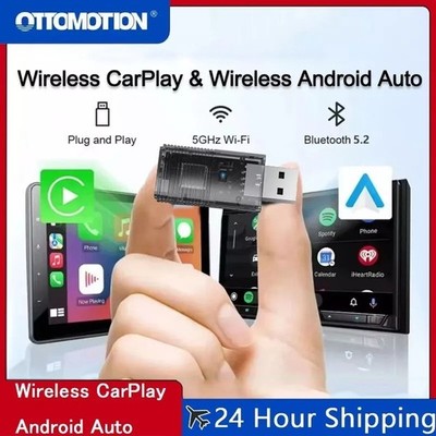 2-in-1 Wireless CarPlay Android Auto Adapter Plug & Play USB for iPhone Android