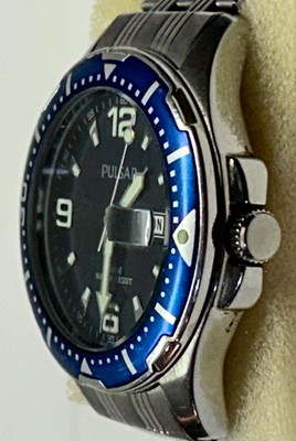 Pulsar Diver Men's Stainless Steel Blue Watch Day / Date VX43-X042