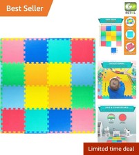 Bright Solid Color Foam Play Mat - Safe Interlocking Puzzle Tiles for Kids