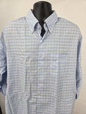 Proper Cloth Dress Shirt Mens 18.2 / 33 Blue White Plaid Long Sleeve Button Down