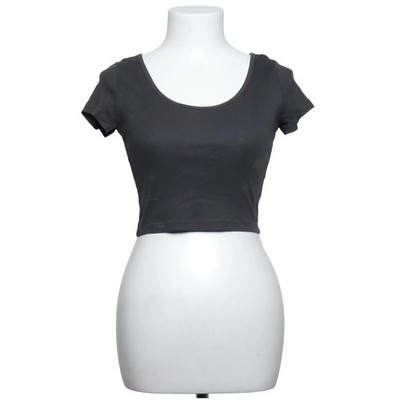 Weekday, Crop Top, Größe: S, Open Neck Crop Top, Grau, Baumwolle/Viskose #uAA