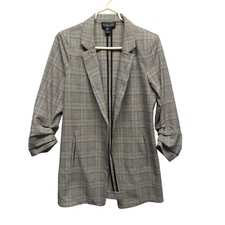 NWOT RACHEL ZOE Glen Plaid Longline Blazer Size M Jacket Brown