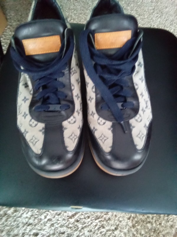 Louis Vuitton BLUE Monogram Mini Sneakers Shoes Size 38 
