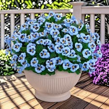 15 Bundles Fake Flowers, 15" Artificial Pansies for Outdoors Silk Wild Flower...