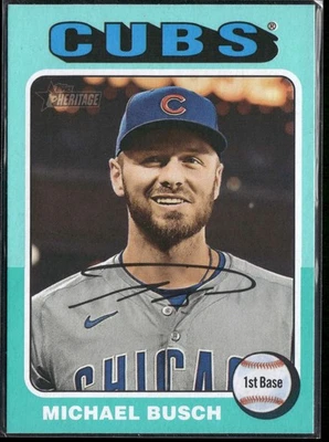 2024 Topps Heritage Michael Busch Aqua Border #537 Chicago Cubs - Image 1 of 2