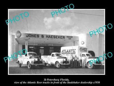 St Petersburg Florida Atlantic Beer & Studebakers c1950 Old Historic Photo
