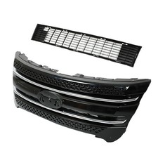 Bb53-8200 Gloss Black Front Upperlower Grill Grille For 2011-2015 Ford Explorer