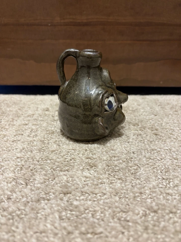 Grace Nell Hewell Mini Face Jug-signed & dated 1-29-2003 Folk Art Sculpture - Image 4 of 4