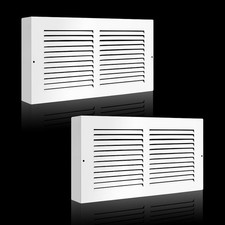 2PK 12x6 Baseboard Return Air Grille for 12"Wx6"H Duct Opening, 7/8" Depth