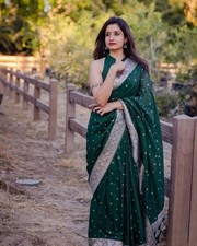 Traditional Wear Soft Lichi Silk Saree With Blouse For Women And Girls