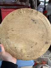 Antica tavola da pane inglese vittoriana intagliata sicomoro 10" - INDOSSATA!